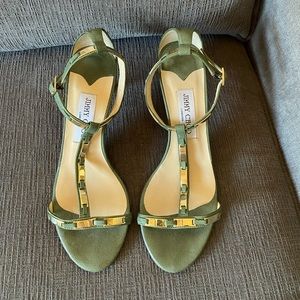 Jimmy Choo sage green 1.5in heeled sandal- size 38.5